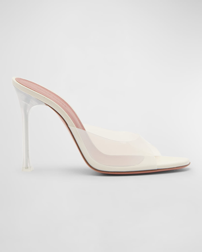 Amina Muaddi Alexa Clear Stiletto Mule Sandals In Pvc Almond