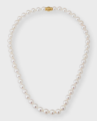 Assael Akoya Pearl Necklace With 18k Yellow Gold Clasp In White