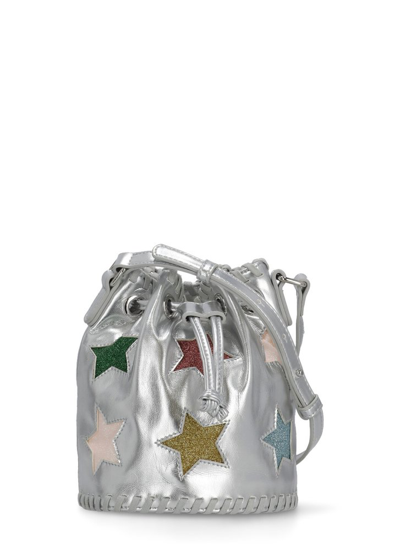 Stella Mccartney Kids' Metallic Stella Star Shoulder Bag In Silver