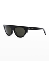 Celine 56mm Flat-top Geometric Sunglasses In Shiny Black