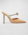 SCHUTZ PEARL GLAM SUEDE CRYSTAL KNOT MULE PUMPS