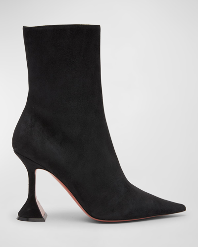 Amina Muaddi Georgia 95mm Suede Ankle Booties In Black