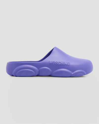 Moschino Men's Teddy-sole Slide Sandals In Purple