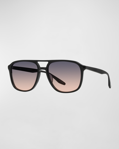Barton Perreira Men's Gyalis Plastic Rectangle Sunglasses In Black Night Fever