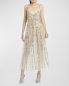 VALENTINO SEQUIN EMBROIDERED SHEER COCKTAIL DRESS