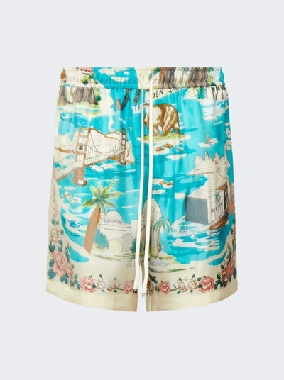 Amiri Printed Silk-twill Shorts In Multi-colored