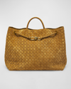 Bottega Veneta Large Andiamo Leather Top Handle Bag In Acorn-mbras