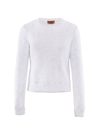 Missoni Sequin Embellished Chevron Knit Jumper In White