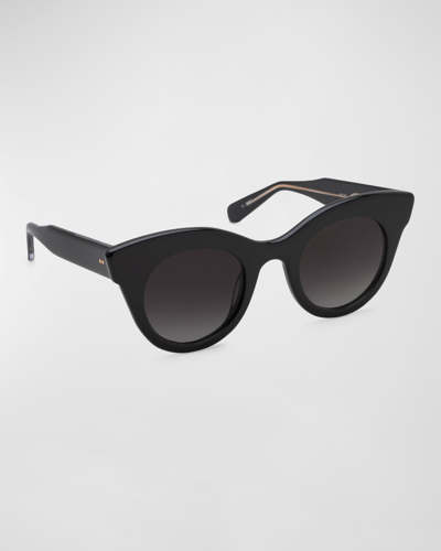 Krewe Olivia Rounded Acetate Cat-eye Sunglasses In Black Crystal