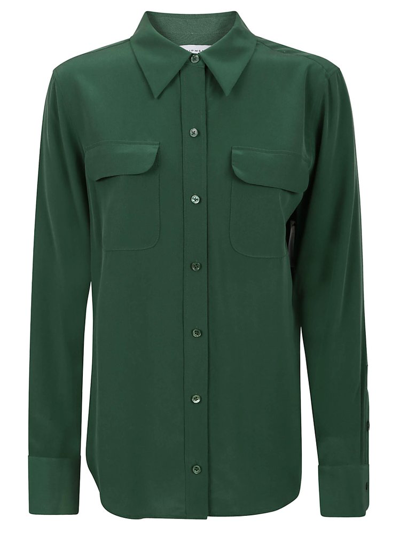 Equipment Signature Buttoned Shirt In Green