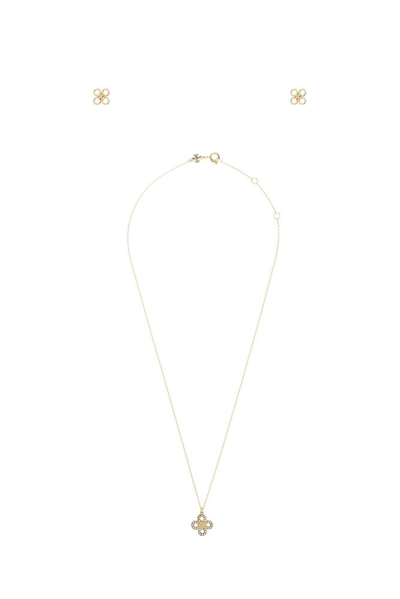 Tory Burch Necklace Earrings Set In Gold