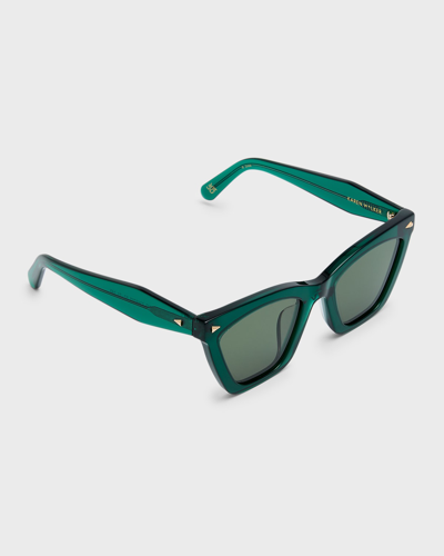 Karen Walker Logo Acetate Cat-eye Sunglasses In Emerald