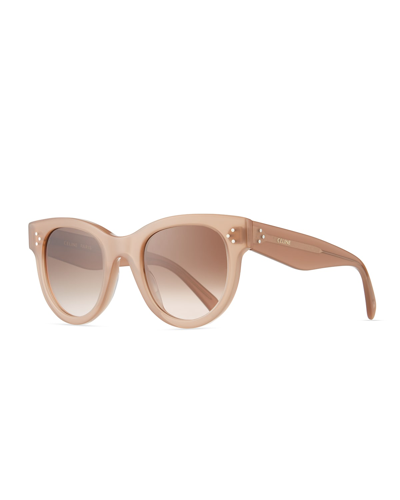 Celine Round Acetate Sunglasses In Translucent Brown