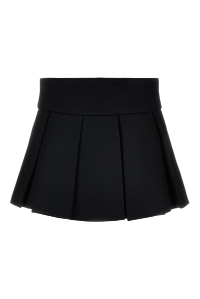 Patou Pleated A-line Skirt In Black