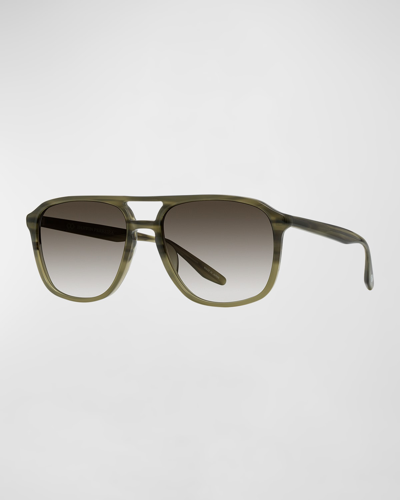 Barton Perreira Men's Gyalis Plastic Rectangle Sunglasses In Rebel Salute Khak