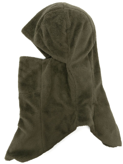 Post Archive Faction Fleece-texture Zip-up Balaclava In Green