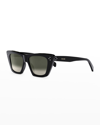 Celine Logo Acetate Cat-eye Sunglasses In Shiny Light Green