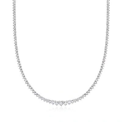 Ross-simons Lab-grown Diamond Graduated Tennis Necklace In Sterling Silver In Metallic