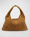 Bottega Veneta Hop Large Suede Hobo Bag In Acorn-muse Brass