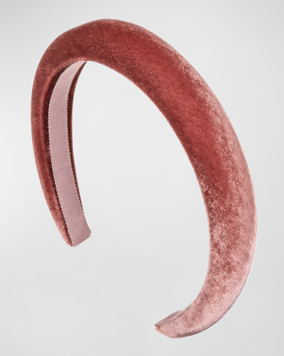 Jennifer Behr Tori Velvet Padded Headband In Antique Rose