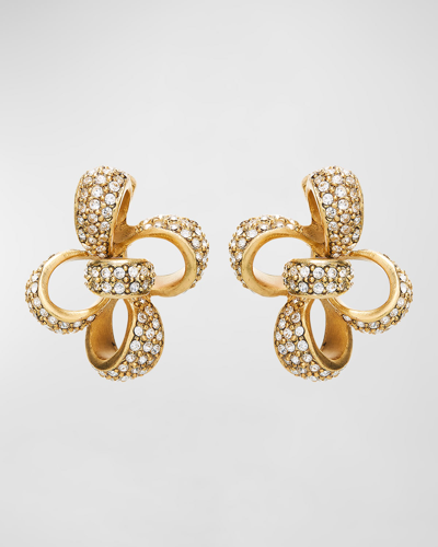 Oscar De La Renta Women's Large Clover Goldtone & Crystal Stud Earrings