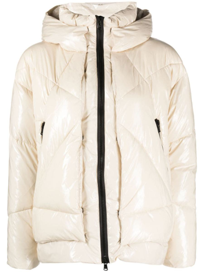 Canadian Club Quilted Hooded Coat In Cream