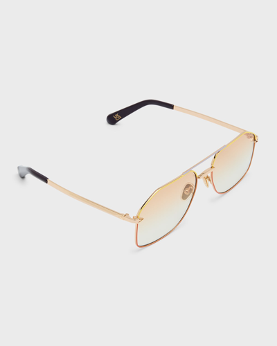 Karen Walker Geometric Nickel & Plastic Aviator Sunglasses In Sunset