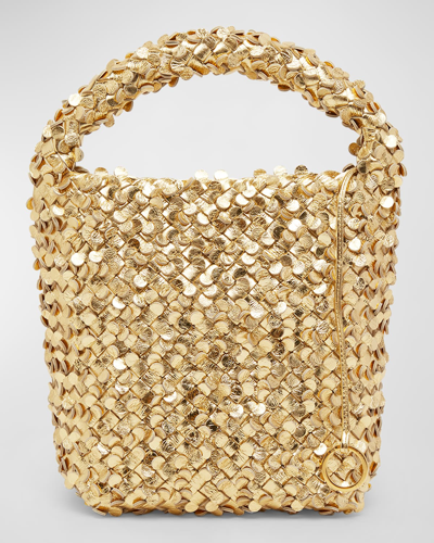 Bottega Veneta Cabat Metallic Sequin Bucket Bag In Gold-silver