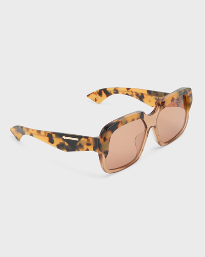 Karen Walker Beveled Two-tone Acetate Square Sunglasses In Wheat Tort