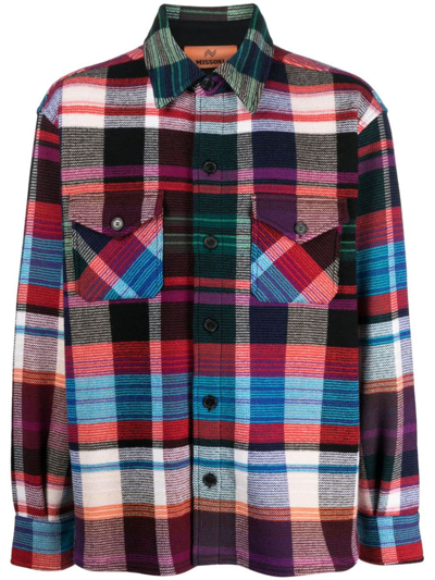 Missoni Check-print Wool-blend Shirt In Multicolor