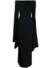 SOLACE LONDON BLACK ARDEN OFF-SHOULDER GOWN