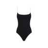 Totême Stripe Edge Swimsuit Black In Black