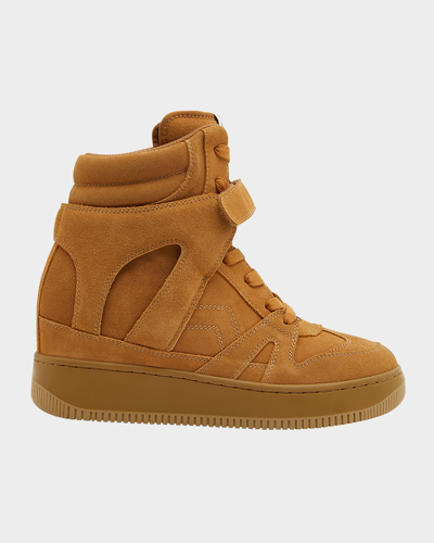 Isabel Marant Ellyn Suede High-top Fashion Sneakers In Camel