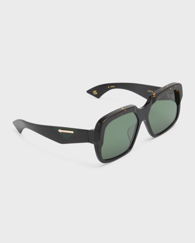 Karen Walker Logo Acetate Square Sunglasses In Black Tort