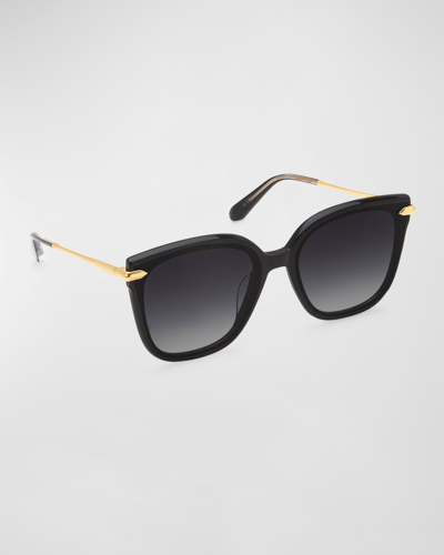 Krewe Dede Nylon Mixed-media Square Sunglasses In Black Shadow