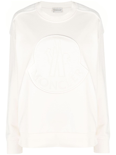 Moncler Logo-patch Cotton Sweatshirt In White