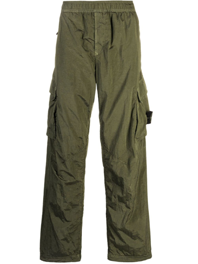 Stone Island Regenerated Nylon Cargo Trousers In Green