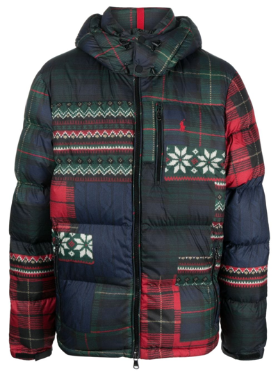 Polo Ralph Lauren Patchwork Water-repellent Down Jacket In Patchwork Print