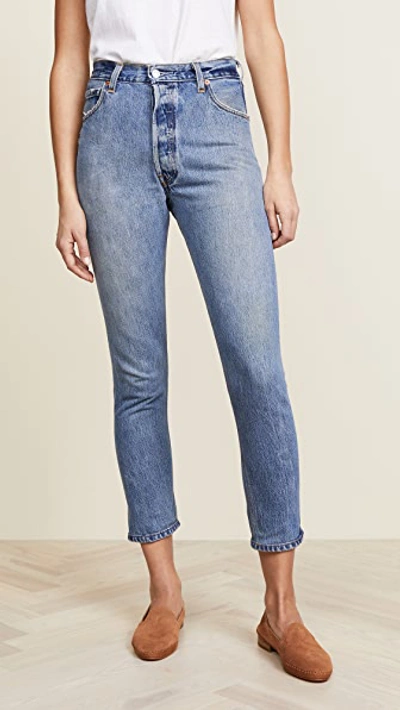 Re/done X Levi's High Rise Ankle Crop Jeans In Denim-lt