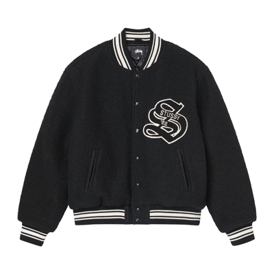 Pre-owned Stussy Casentino Wool Varsity Jacket 'black'