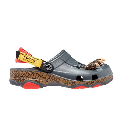Pre-owned Crocs Jurassic World X All-terrain Clog 'caution, Live Dinosaur' In Grey