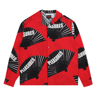 Pre-owned Pleasures Fans Long-sleeve Button Down 'red'