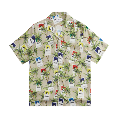Pre-owned Rhude Cigarette Print Button Up 'taupe/multicolor' In Tan
