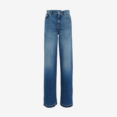 Alexander Mcqueen High-waisted Wide Leg Jeans In Washed Blue
