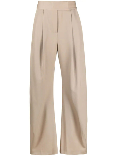 Attico Gary Virgin-wool Trousers In Brown