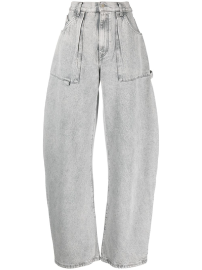 Attico Effie Wide Leg Jeans In Grey