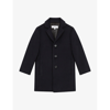 REISS REISS BOYS NAVY KIDS GABLE SINGLE-BREASTED WOOL-BLEND OVERCOAT 9-14 YEARS