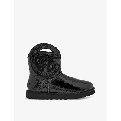 Ugg X Telfar Womens Black Logo-embroidered Leather Ankle Boots