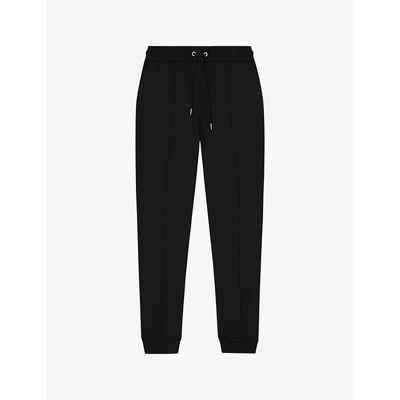Reiss Mens Black Premier Drawstring Woven Jogging Bottoms In Black