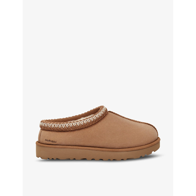 Ugg Mens Tan X Madhappy Tasman Shearling-lined Suede Slippers